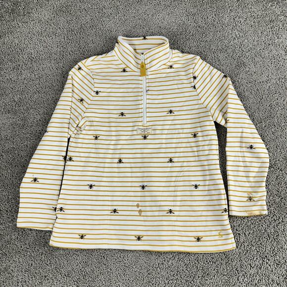 Joules Pullover Womens US 4 Yellow White Stripe Bee Half Zip Sweater Top READ - Picture 1 of 13